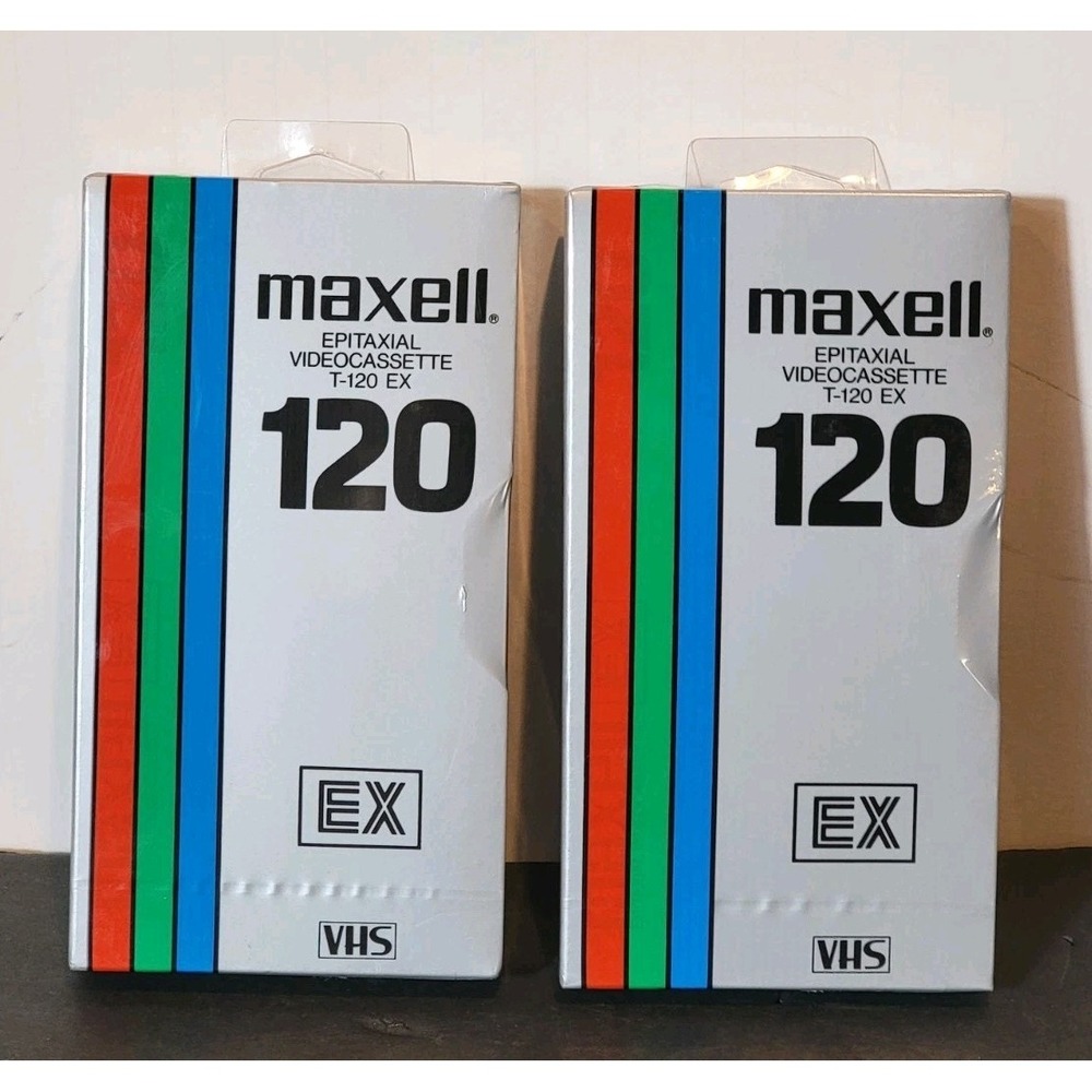 (2) Maxell Blank VHS Tape T-120 EX (Sealed) New Excellent Condition